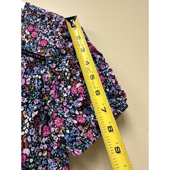 Wild Fable Size S Floral Print Short Sleeve Tiered Babydoll Mini Dress Purple - Picture 11 of 12